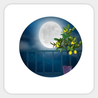 View from the balcony-Lemon Tree underthe moon Sticker